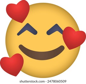 Emoji Design. fall in love face, emoticon illustration.