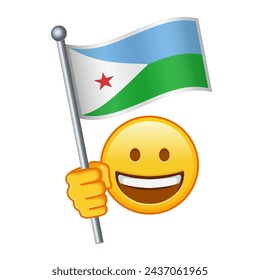 Emoji with Djibouti flag Large size of yellow emoji smile