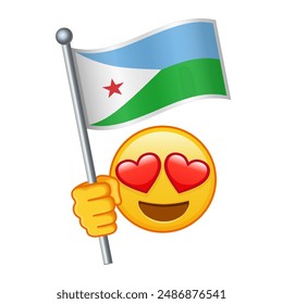 Emoji with Djibouti flag Large size of yellow emoji smile