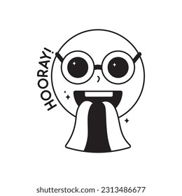 Emoji doodle vector outline Sticker. EPS 10 file