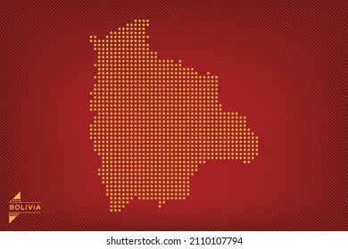 Emoji dot map of Bolivia on red striped background. Vector illustration