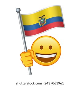Emoji with Ecuador flag Large size of yellow emoji smile