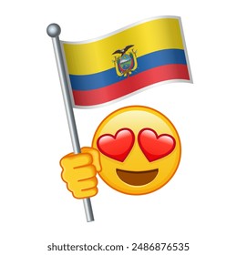 Emoji with Ecuador flag Large size of yellow emoji smile
