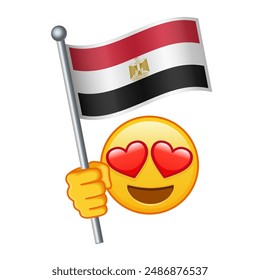 Emoji with Egypt flag Large size of yellow emoji smile