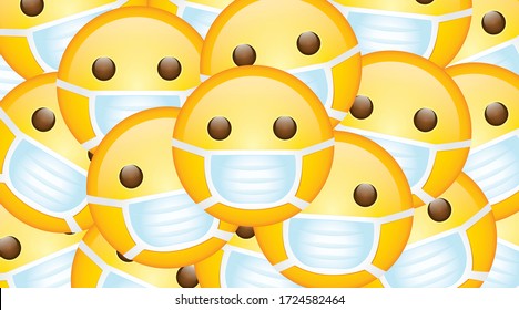 Emoji Emoticon Character Background Emoticon Masks Stock Vector ...