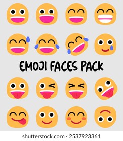 Emoji Emoticon Face Expressions Colorful Vector Set