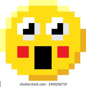 An emoji emoticon face icon in a pixel art 8 bit video game style