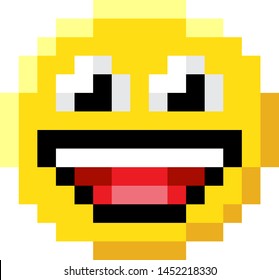 An Emoji Emoticon Face Icon In A Pixel Art 8 Bit Video Game Style