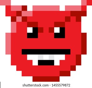 An emoji emoticon face icon in a pixel art 8 bit video game style