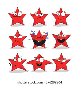 Emoji emoticon face in stars with a lot of variation. Cartoon stars. Emoji stickers