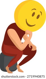 Emoji Emoticon Gesicht als Denker