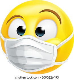 An Emoji Or Emoticon Face Wearing PPE Medical Mask 