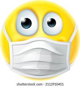 An emoji or emoticon face wearing PPE medical mask 
