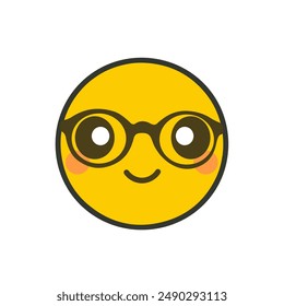 Emoji emoticon with glasses isolated on white background.