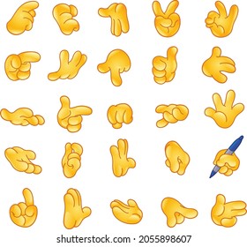 Emoji emoticon hand set cartoon of various signs and gestures