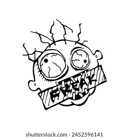 Emoji emoticon icon freak head outline vector art editable