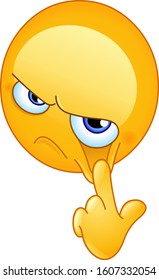 Emoji emoticon pulling with his finger one lower eyelid further down. Meaning alertness, be watchful, you do not fool me, my eye or disbelief gesture. svg