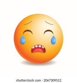 Emoji emoticon sad with closed eyes and tears.