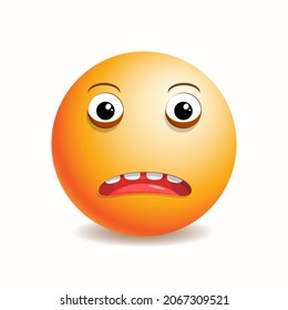 Emoji emoticon sad and upset with bruises under the eyes.