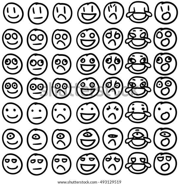 Emoji Emoticon Smiley Vector Set Outlines Stock Vector (Royalty Free ...