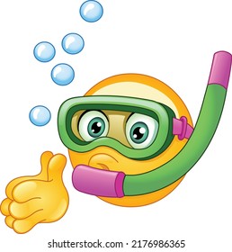 Emoji emoticon snorkeling or diving