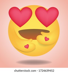 Emoji, Emoticon Vector, Round Yellow Cartoon Smiling Heart Love Design For Use In Chat, Email, Massage And Comment.