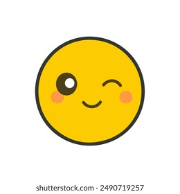 Emoji emoticon winking isolated on white background.