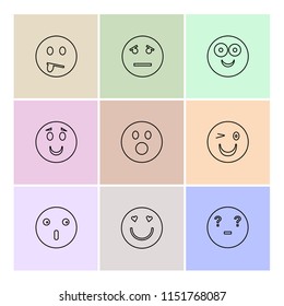 Emoji  emoticons  eomtions  smileys  sad  happy cry  laugh  love  angry  annoying  confused  nervous  heart broken  romantic icon vector design  flat  collection style creative  icons