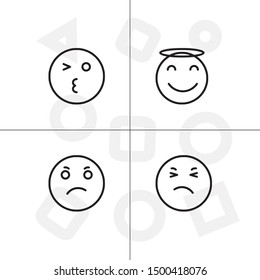 Emoji, emoticons, faces lineal icon set