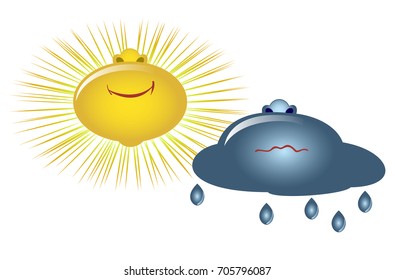 Emoji. Emoticons in the form of sun and clouds. EPS10 vector illustration