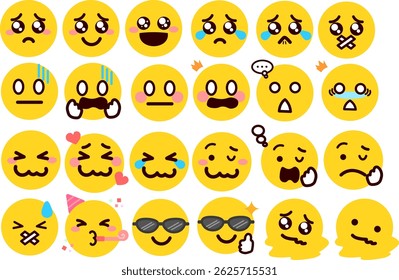 Emoji, emoticons, illustration set of various facial expressions 2
