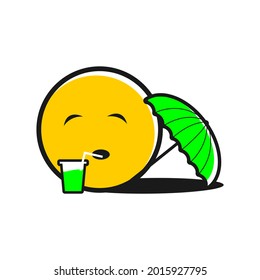 Emoji emoticons relaxing while drinking