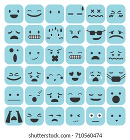 Emoji emoticons set face expression sense colección de ilustraciones vectoriales
