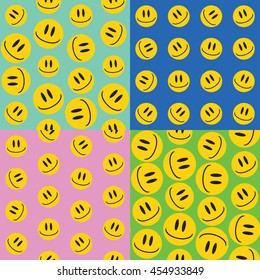 emoji. emoticons smile icon set. vector seamless pattern. funny illustration 