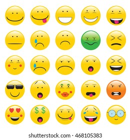 emoji. emoticons smile icon set. isolated vector illustration on white background