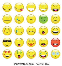 emoji. emoticons smile icon set. isolated vector illustration on white background