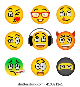 Emoji Emoticons Smiley Face Flat Vector Stock Vector (Royalty Free ...