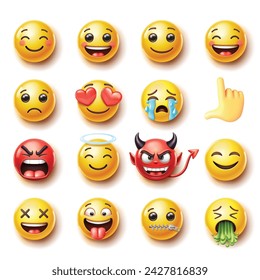 Emoji emoticons symbols icons color set. 