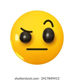 Emoji. Emotion 3d cartoon icon. Yellow round emoticon. Vector illustration
