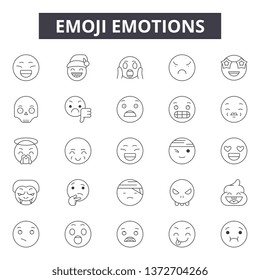 Emoji emotions line icons, signs, vector set, outline illustration concept 
