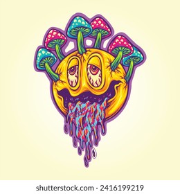 Emoji enchantment mushroom magic psychedelic vector illustrations for your work logo, merchandise t-shirt, stickers and label designs, poster, greeting cards advertising business company or brands