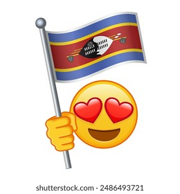 Emoji with Eswatini flag Large size of yellow emoji smile