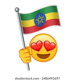 Emoji with Ethiopia flag Large size of yellow emoji smile