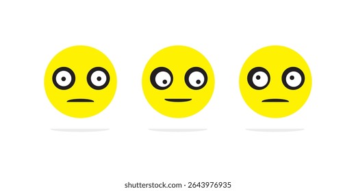 Emoji Expression Set Vector – Cute Minimal Yellow Faces Showing Angry, Shy, and Blank Moods, Cartoon Style Reaction Icons for Chat, Sticker Pack, UX Design or Social Media Emotion Illustration