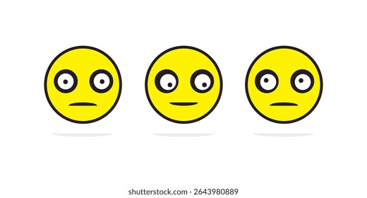 Emoji Expression Set Vector – Cute Minimal Yellow Faces Showing Angry, Shy, and Blank Moods, Cartoon Style Reaction Icons for Chat, Sticker Pack, UX Design or Social Media Emotion Illustration