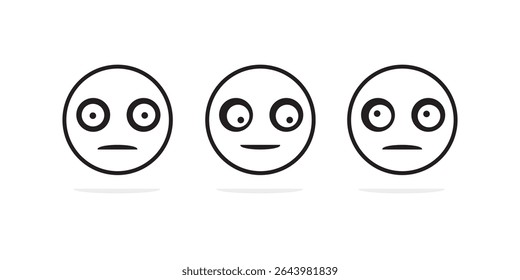 Emoji Expression Set Vector – Cute Minimal Yellow Faces Showing Angry, Shy, and Blank Moods, Cartoon Style Reaction Icons for Chat, Sticker Pack, UX Design or Social Media Emotion Illustration