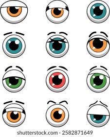 Emoji Eye icon set vector on white background.