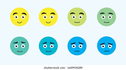 Ilustración de vectores de personaje de dibujos animados tristes en Emoji Face