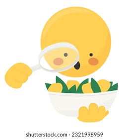 Emoji mira el plato con una lupa. Emoticono obsesivo quisquilloso perfeccionista con un plato de comida en la mano
Dieta, anorexia, ortexia, trastorno alimentario, concepto de obsesión alimentaria saludable