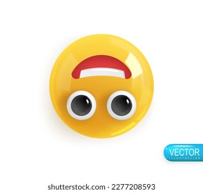 Emoji face cheerful naughty. Emotion Realistic 3d Render. Icon Smile Emoji. Vector yellow glossy emoticons.